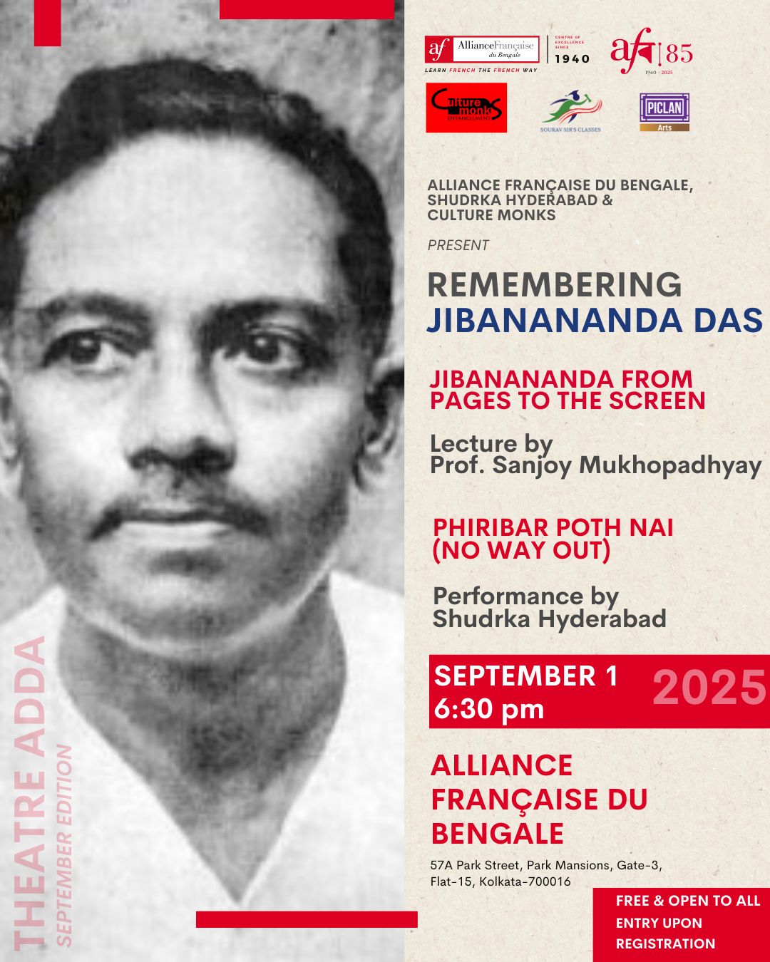 Theatre Adda presents “Remembering Jibanananda Das”