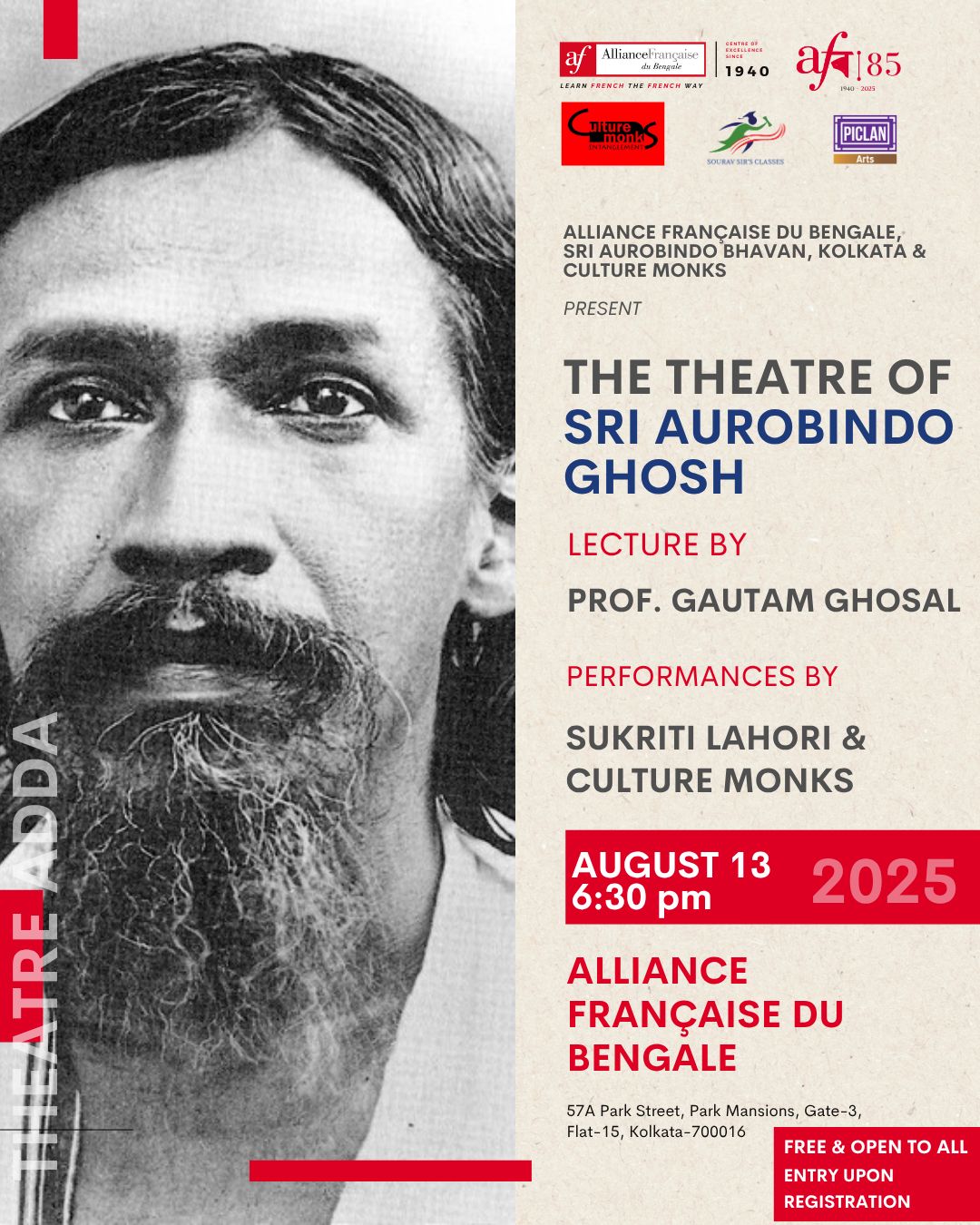 Theatre Adda presents “The Theatre of Sri Aurobindo Ghosh”