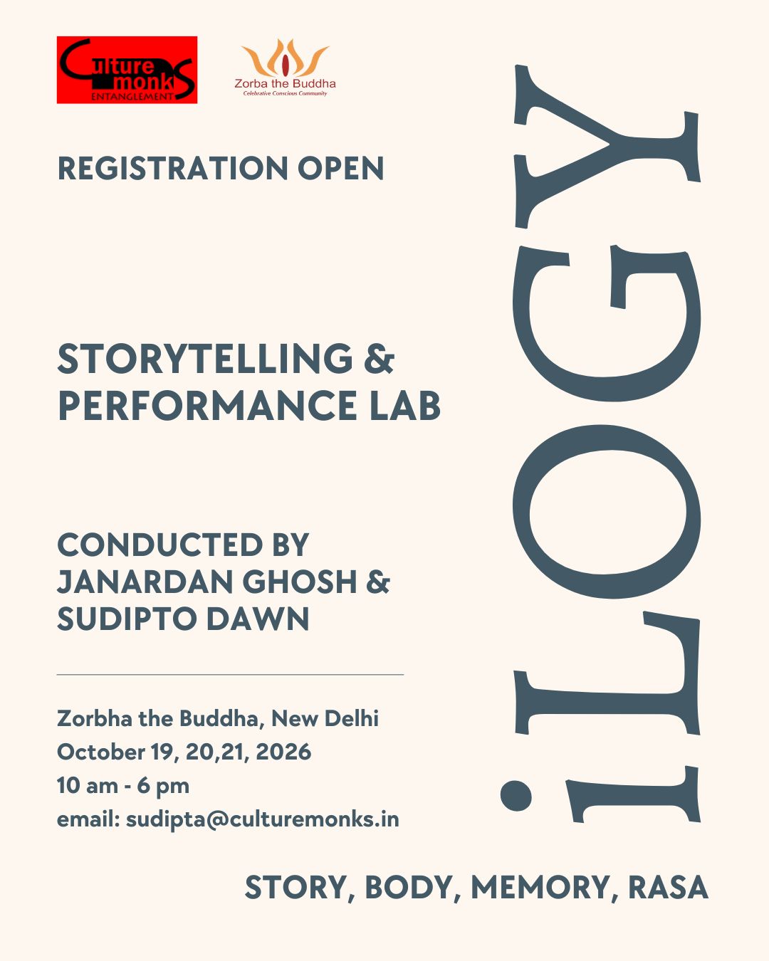 iLOGY Storytelling & Performance Lab @Zorbha the Buddha, Delhi