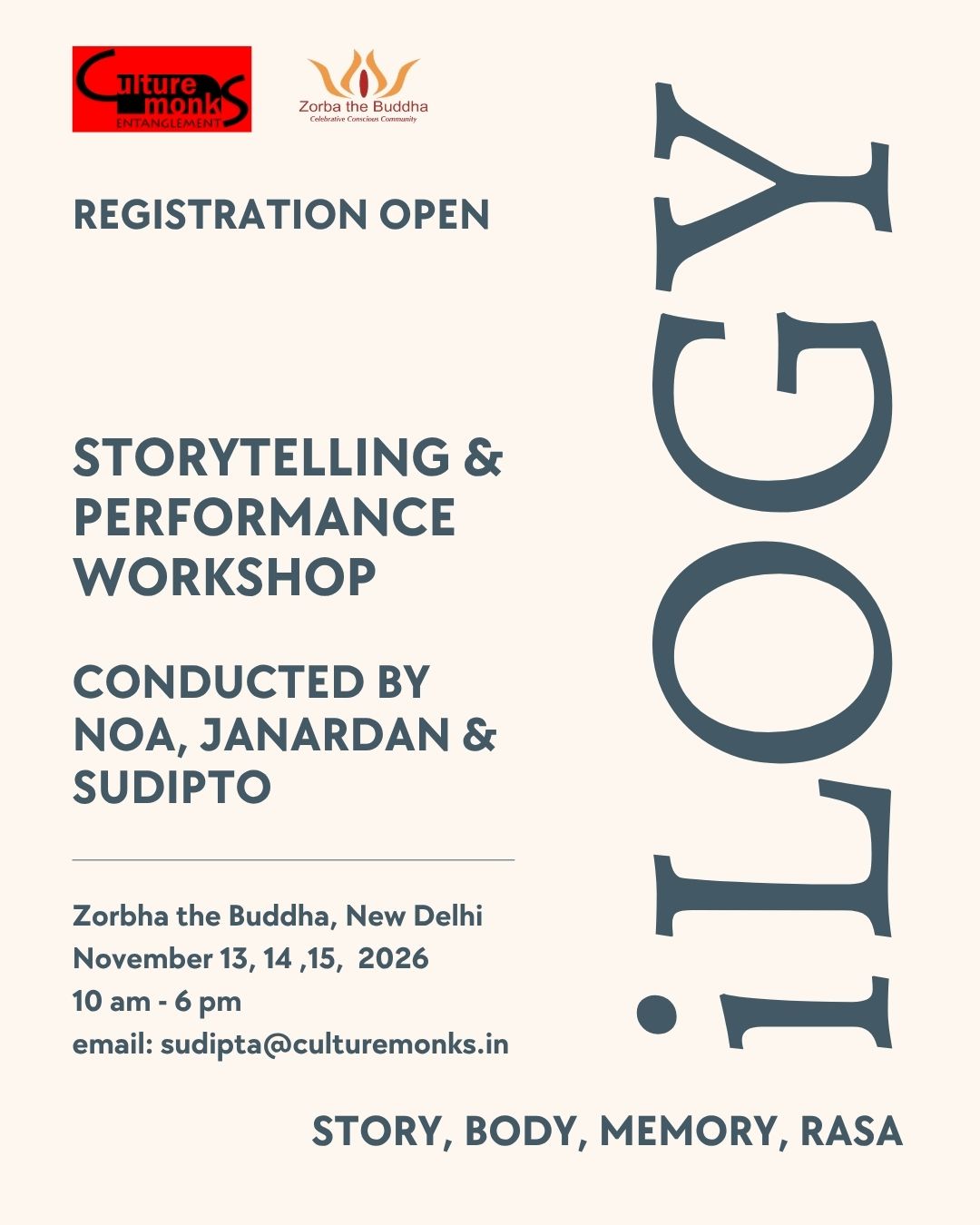 iLOGY Storytelling & Performance Lab @Zorbha the Buddha, Delhi