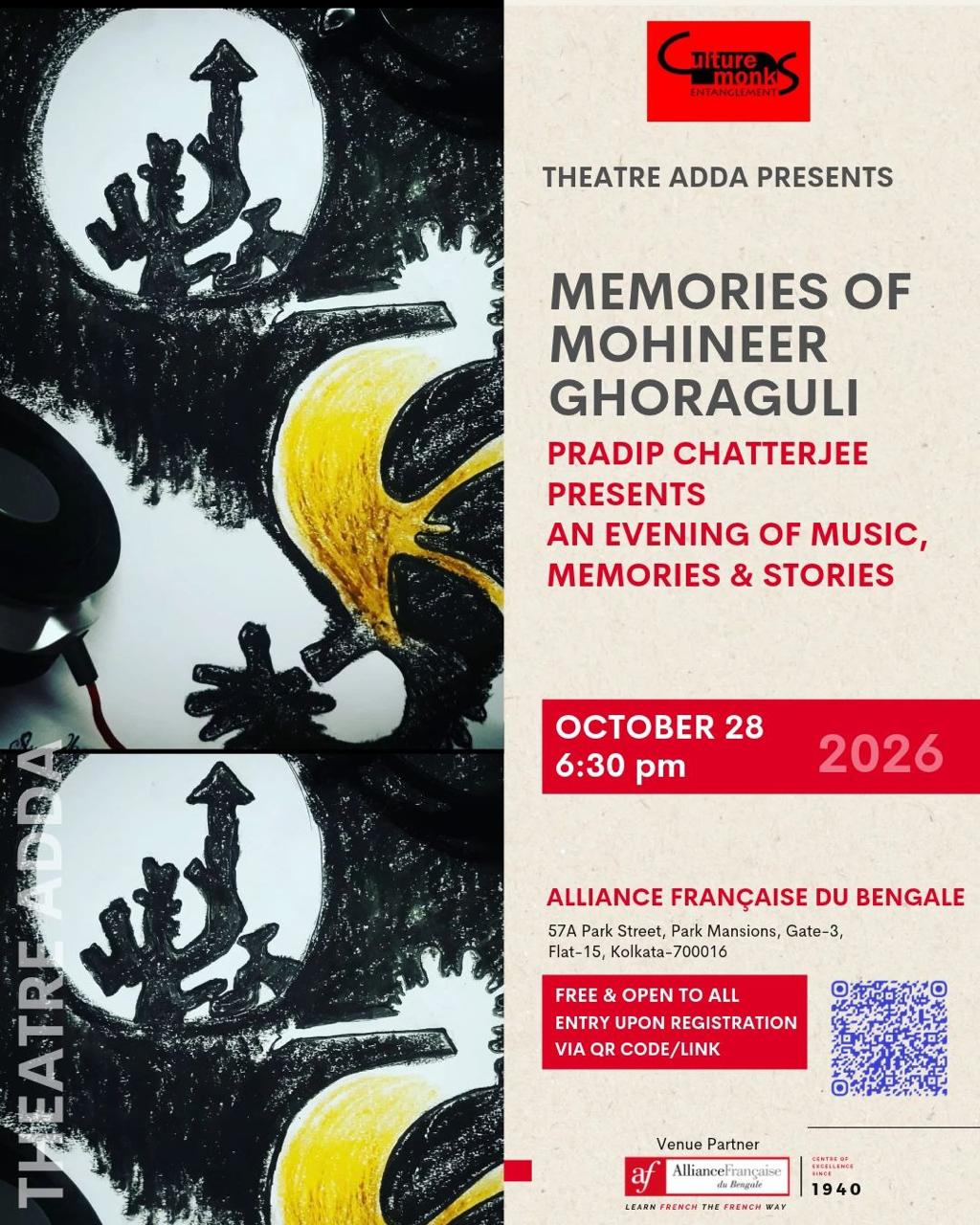 Theatre Adda Oct 2026 session: Memories of Mohiner Ghoraguli with Pradip Chatterjee